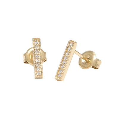 Diamond Bar Stud Earrings