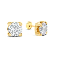 Round Zirconia 6MM Four Prong Set Stud Earrings