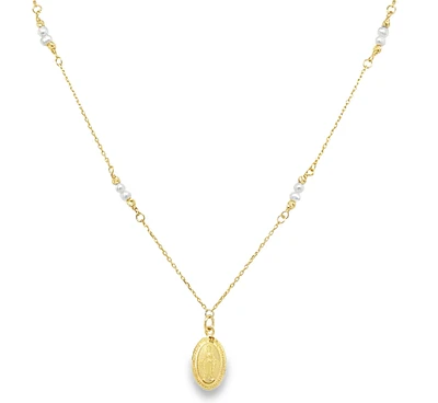 Oval Milagrosa and Pearl Chain Necklace