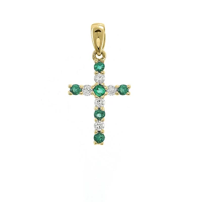 Emerald and Diamonds Cross Pendant