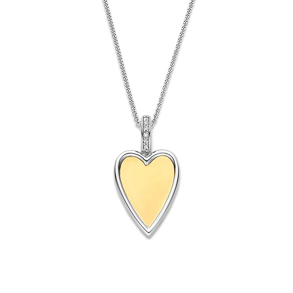 Elongated Heart 2Tone Necklace