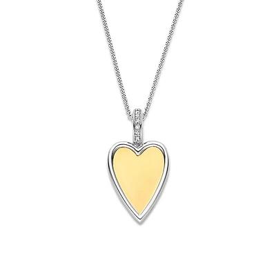 Elongated Heart 2Tone Necklace