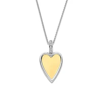 Elongated Heart 2Tone Necklace