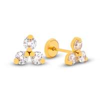 Trio Clear Zirconia Stud Earrings