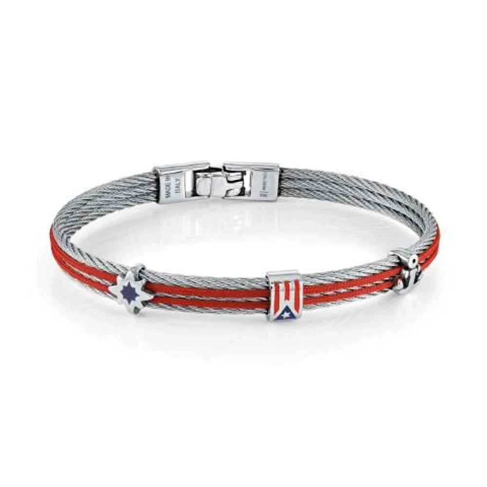 Puerto Rico Cord Steel Bracelet