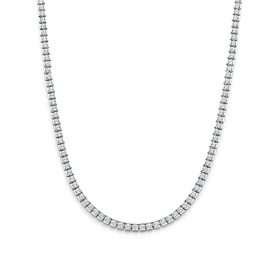 Channel Set Silver Tennis Necklace