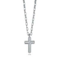 Mini Brushed Cross Steel Necklace