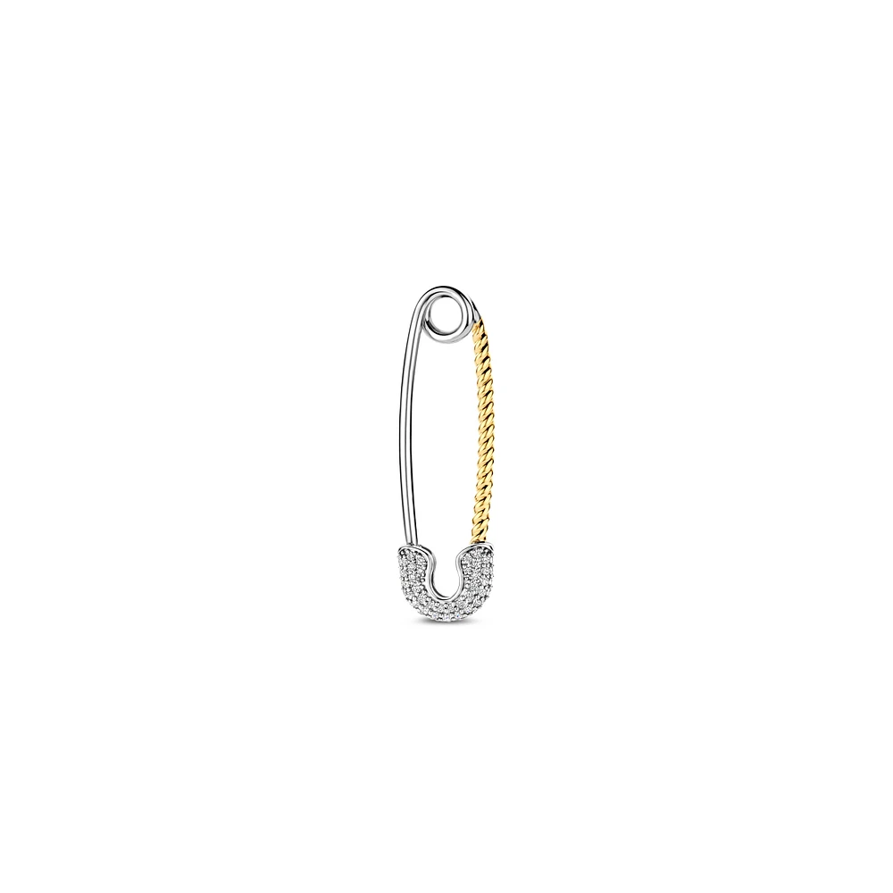 Safety Pin Two Tone Brooch