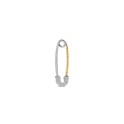 Safety Pin Two Tone Brooch