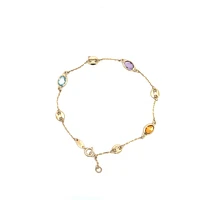 Puff Mariner and Colored Stones Necklace and Bracelet Jewelry Set