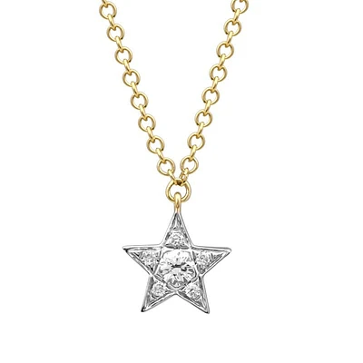 White and Yellow Diamond Star Necklace