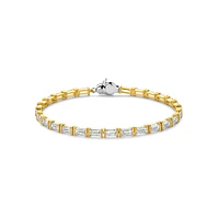 Emerald Cut Zirconia Golden Tennis Bracelet