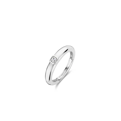 Asscher Zirconia Silver Ring
