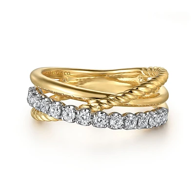 Textures Crossover Diamond Ring