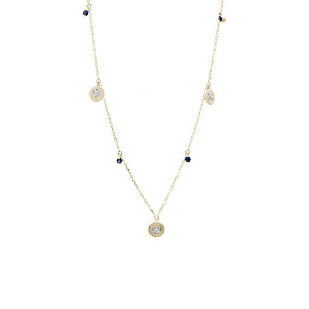 Diamonds and Sapphire Dangles Necklace