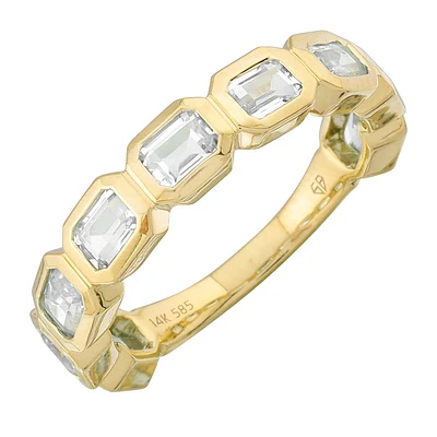 2.07CT Emerald Cut White Topaz Ring