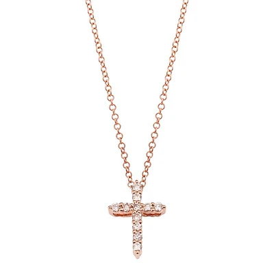 .14ct Diamond Cross Rose Gold Necklace