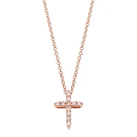 .14ct Diamond Cross Rose Gold Necklace