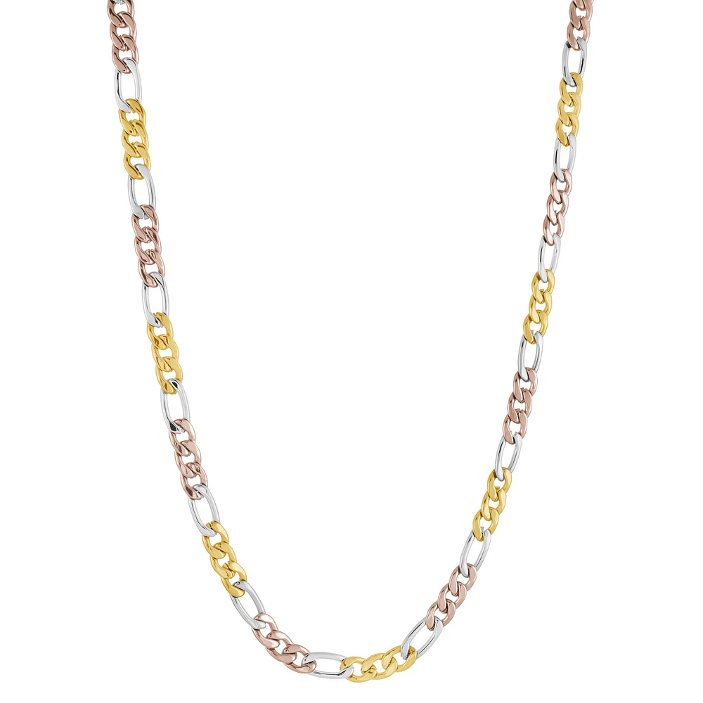 Three Tone 4.5mm Figaro Link Chain