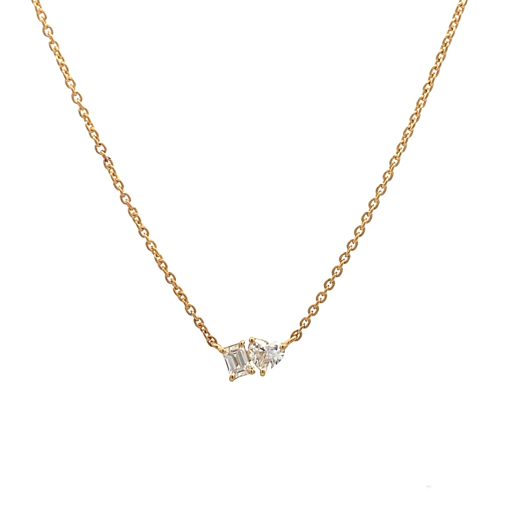 Toi et Moi Heart Emerald Diamond Necklace