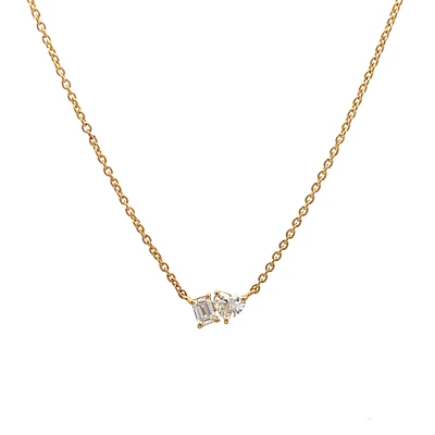 Toi et Moi Heart Emerald Diamond Necklace