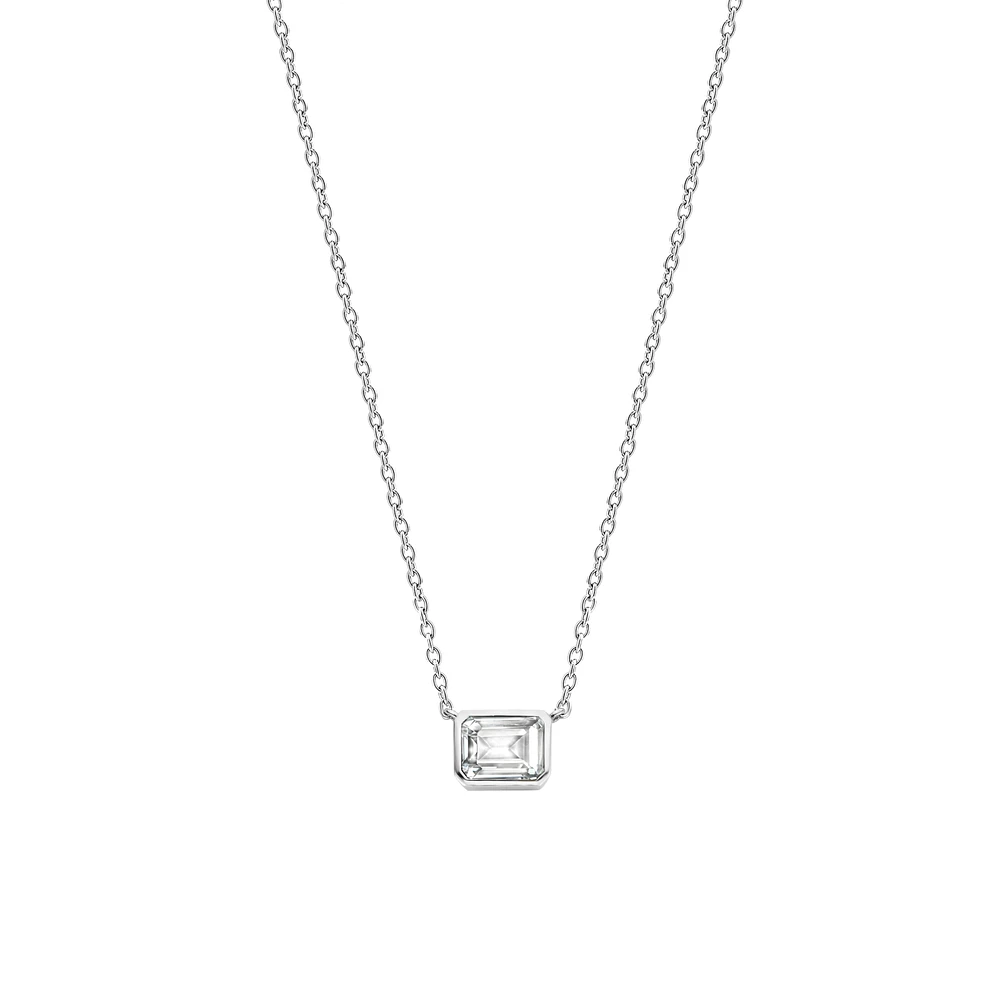 Clear Gem Sideway Necklace