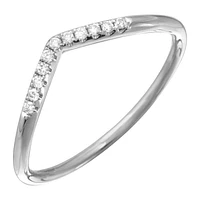 White Curved Diamond Ring 14K