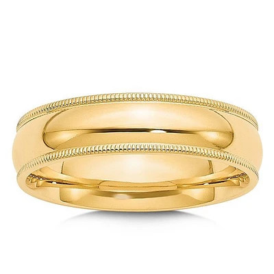 6mm Milgrain Wedding Band 14KY