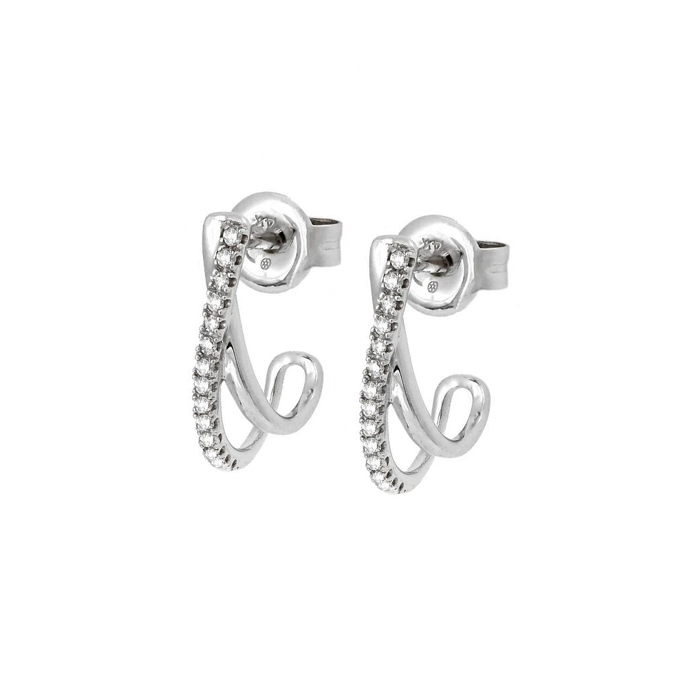 Gold Crossover Diamond Earrings