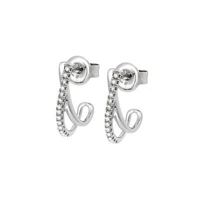 Gold Crossover Diamond Earrings