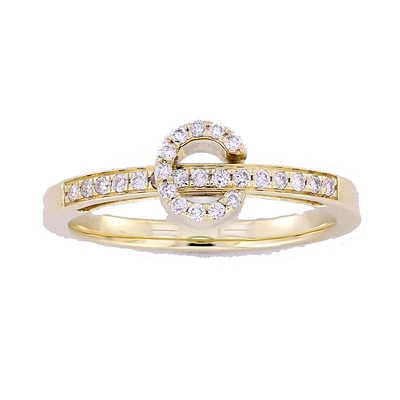 Sliding Initial Ring White 18K