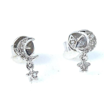 Moon Star Diamond Stud Earrings
