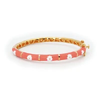 Coral/White Flowers Kids Bangle Bracelet