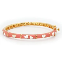 Coral/white hearts Kids Bangle Bracelet
