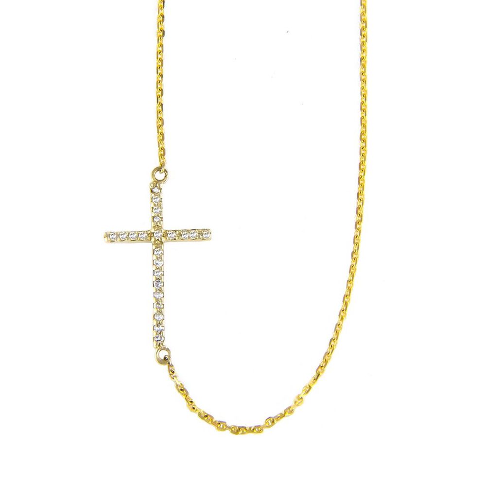 Sideway Diamond Cross Necklace