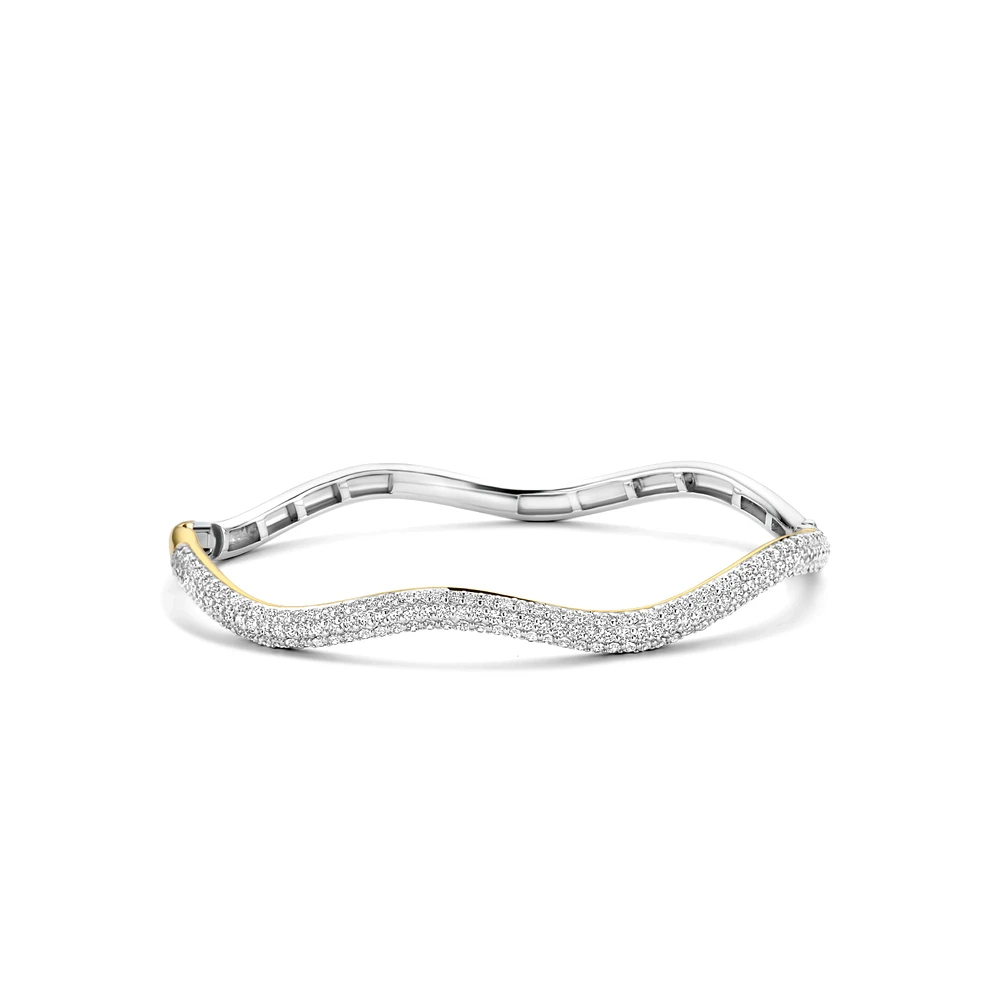 Wave Pave Bangle Bracelet