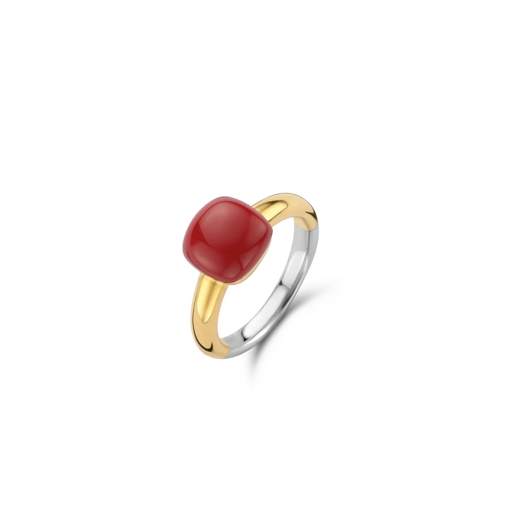 Coral Cushion Golden Ring