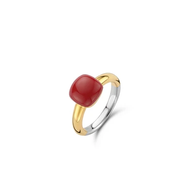 Coral Cushion Golden Ring