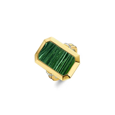 Green Malachite Vintage Rectangle Ring