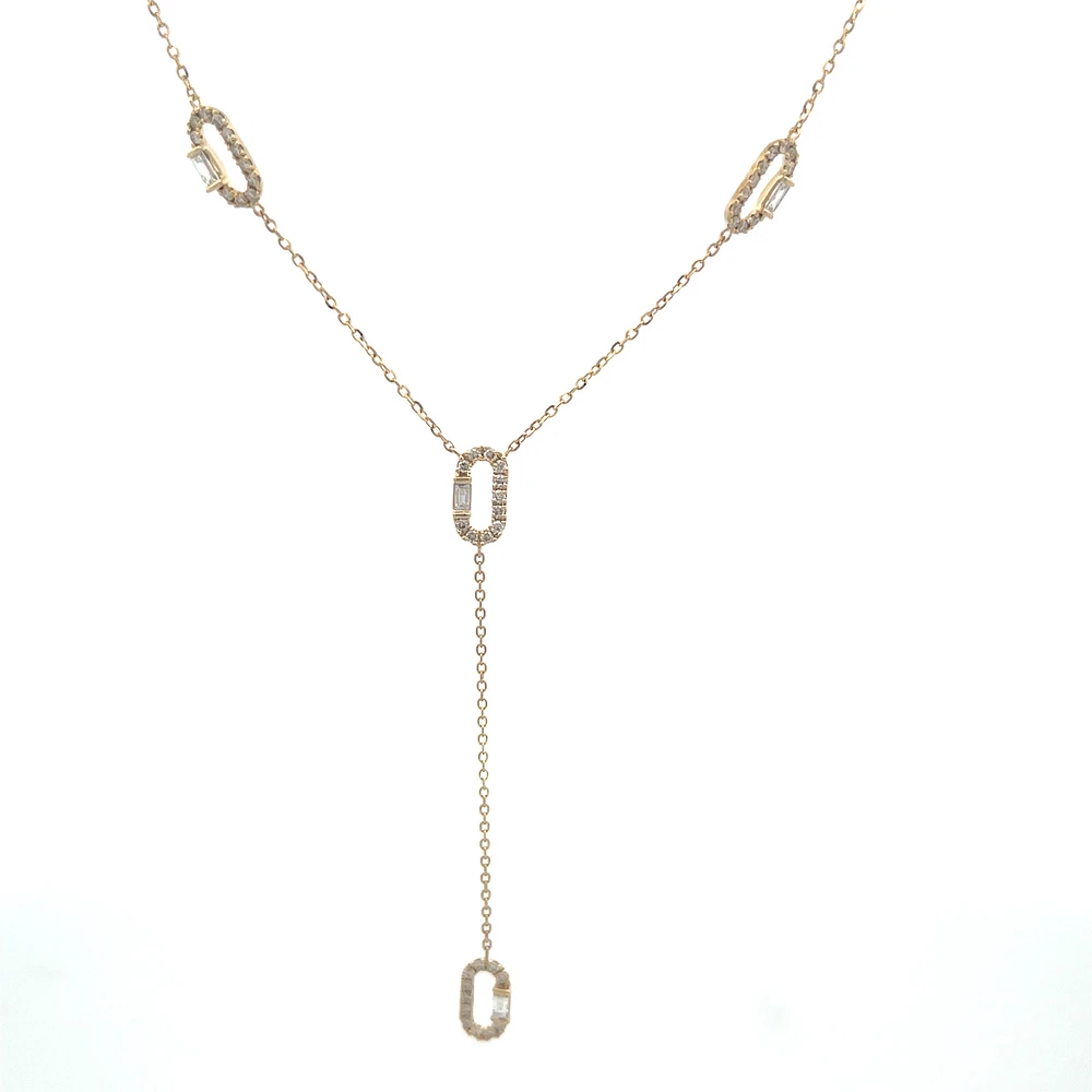 Oval Diamonds Lariat Necklace