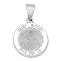 Saint Michael White Gold Pendant 15MM