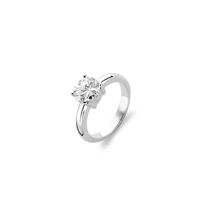 Zirconia Solitaire Silver Ring