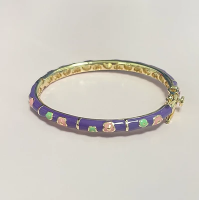 Purple Pink and Green Flowers Kids Bracelet