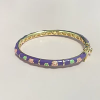 Purple Pink and Green Flowers Kids Bracelet