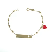 Valentino Name Plate Cross Red Heart Kids Bracelet