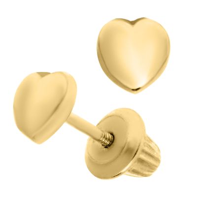 Full Heart Stud Earrings 14K