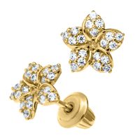 Flower CZ Stud Earrings 14K