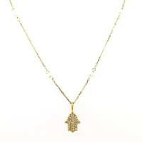 Hamsa Pearl Diamond Necklace
