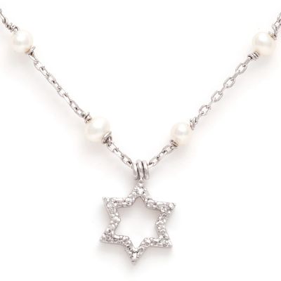 Star of David Pearl Necklace