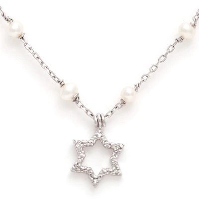Star of David Pearl Necklace